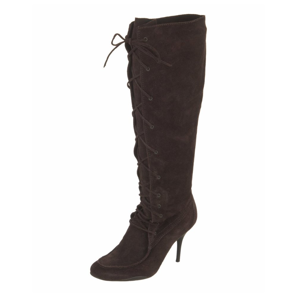 KORS by Michael Kors Brown Suede Knee High Lace Up Boots